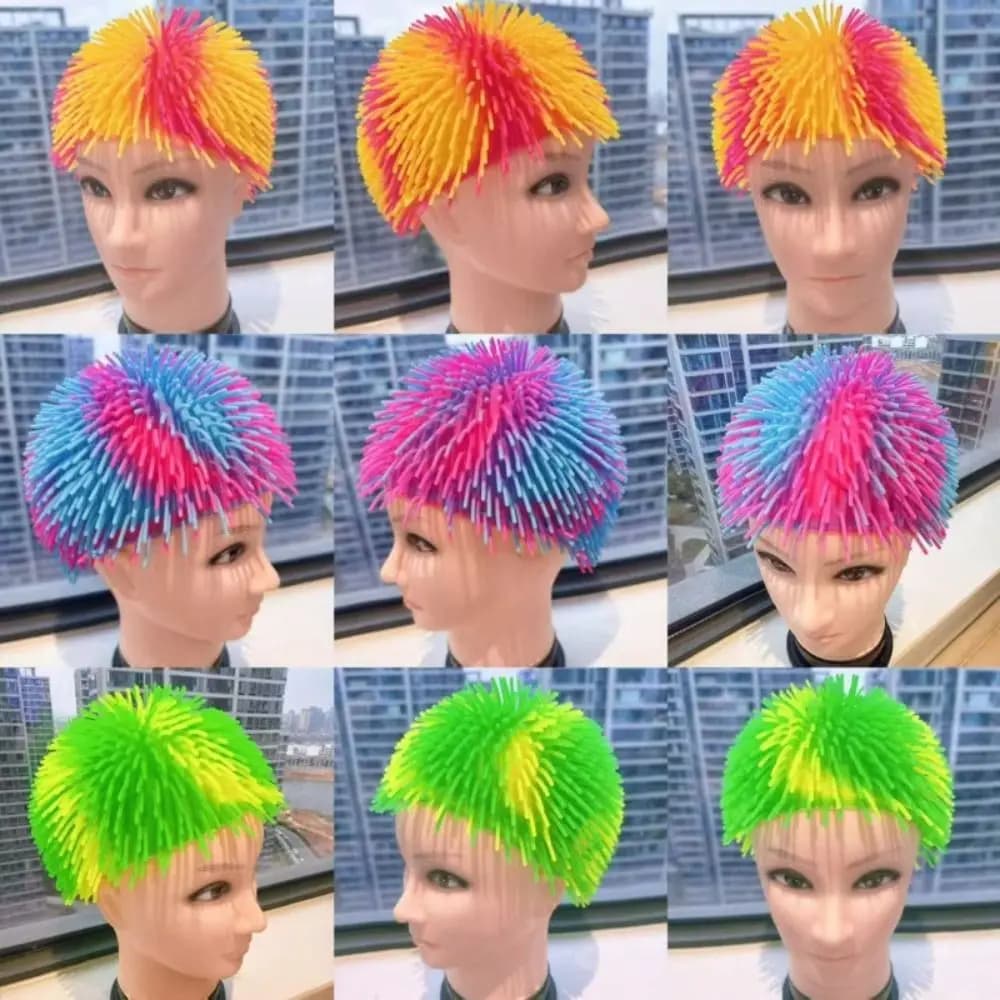 Long Hair Design Funny Swimming Cap Sea Urchin Shape High Elastic Sea Urchin Hat Comfortable Fit Keep Hair Dry
