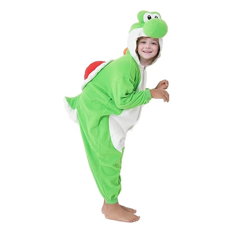 Bambini Onesies Yoshi Kigurumi Pigiama del Ragazzo Del Fumetto Cosplay Costum Per Il Natale di Halloween Pile Degli Indumenti Da Notte Anime Homewear Pigiama