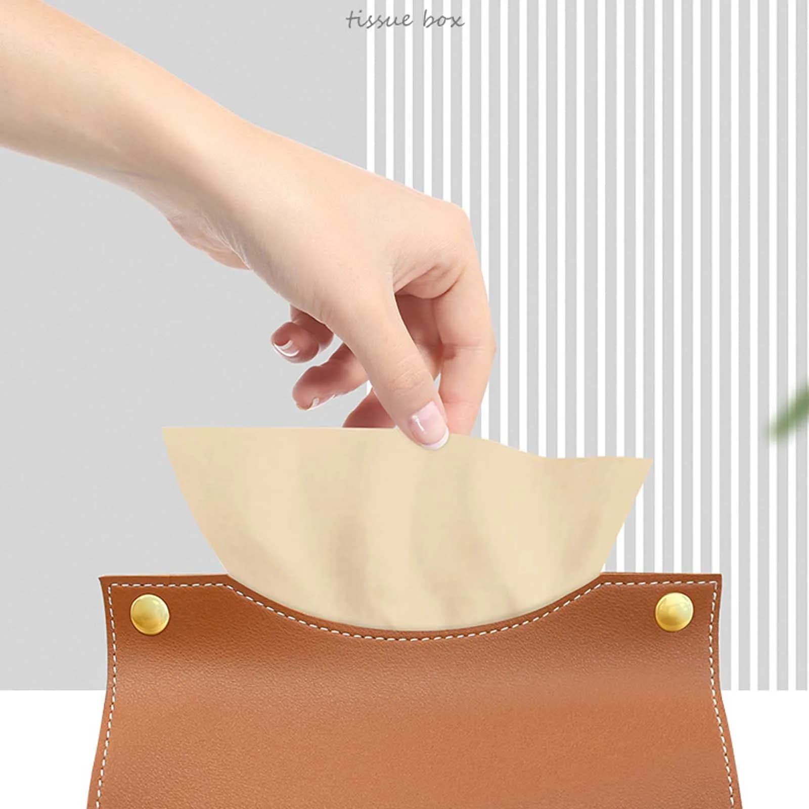 Porta fazzoletti in pelle PU Contenitore per fazzoletti per auto Scatola di carta igienica Porta tovaglioli da tavolo Dispenser di fazzoletti di carta per camera da letto