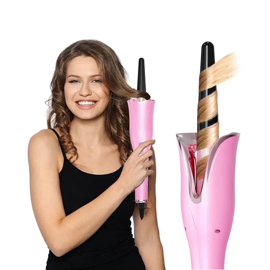 Iron curling hair, automatic hair curling for medium and long hair, with easy-to-use guide rod, without burns, without creaking, fast curling