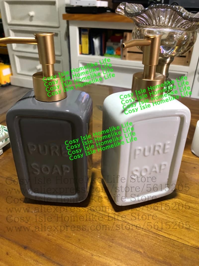 Dispenser di Sapone in Ceramica Quadrato, Contenitore di Lusso per Hotel e Club, Erogatore a Pressione Manuale per Bagno