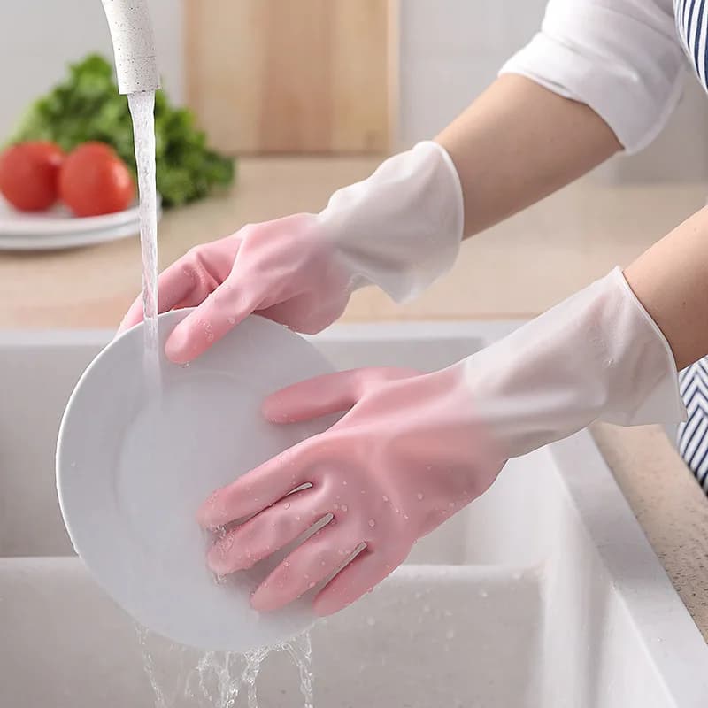 Household Dishwashing Gloves Women Washing Clothes Waterproof Rubber Gloves Thin Household Brush Bowl Latex Gloves