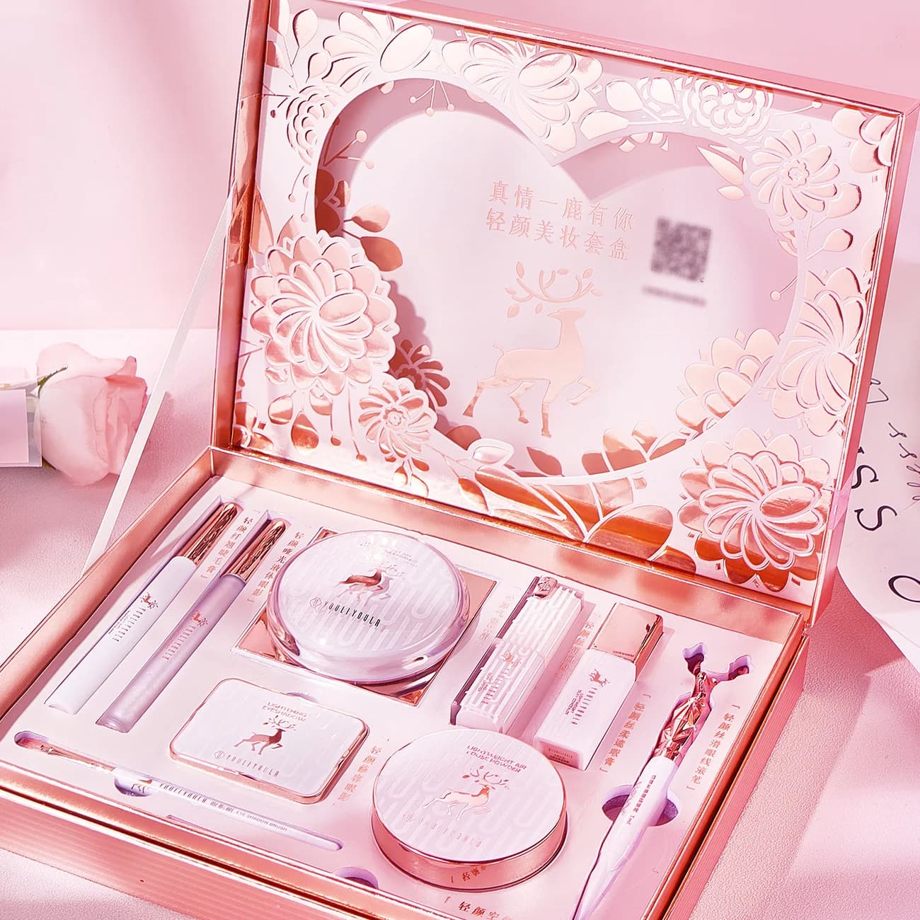 Kit per trucco da 10 pezzi Cuscino correttore professionale completo BB Cream Rossetto Ombretto Regalo di compleanno Scatola per trucco cosmetici