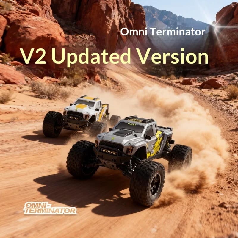 Camion telecomandato V2 Omni Terminator RC 4WD fuoristrada ad alta velocità, auto da corsa elettrica per bambini, regalo per avventure all'aperto