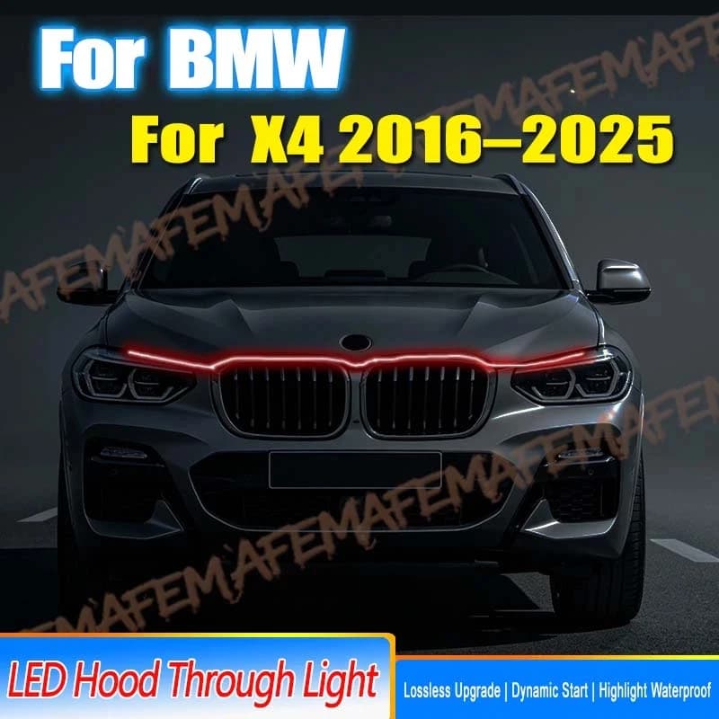 Scan Starting Led Car Hood Light Strip Decorative Lamp Flexible DRL For BMW X4 2016-2025 Daytime Running Lights Headlight Strips