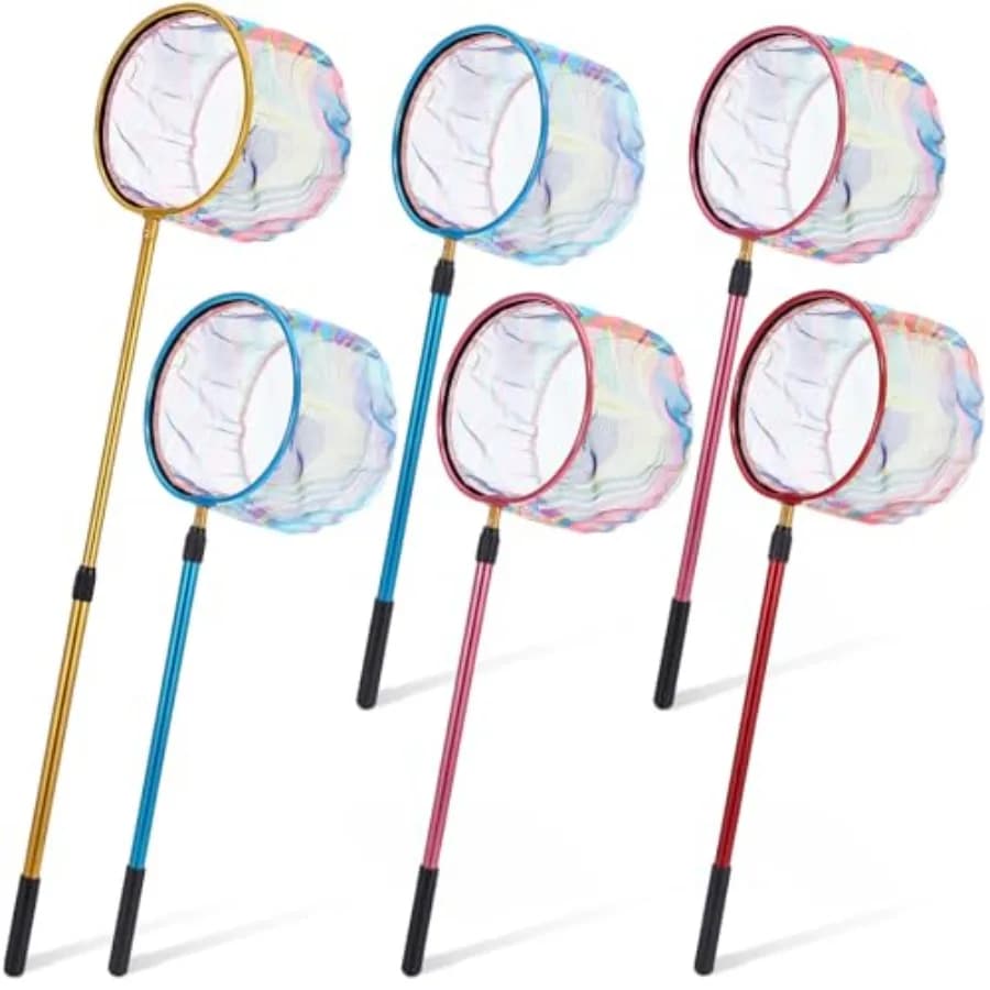 Set di 6 Reti da Pesca Telescopiche Retrattili in Lega di Alluminio Leggera con Manico Antiscivolo per Catturare e Rilasciare