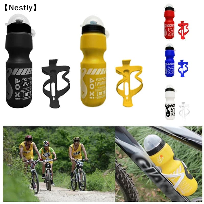 Borraccia per acqua da 750 ml per mountain bike, bicicletta, ciclismo, con supporto per portabottiglie〔Nest〕