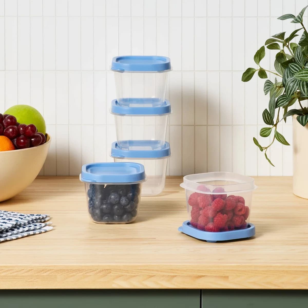 10pc (Set of 5) 2c Plastic Food Storage Container Set Blue