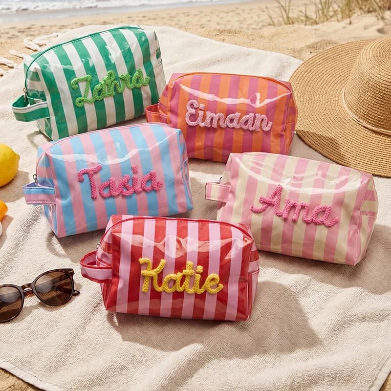 Custom Waterproof Makeup Bag Personalised Name Travel Toiletry Bag Bridesmaid Gifts Wedding Gift Cosmetic Bag Birthday Gift