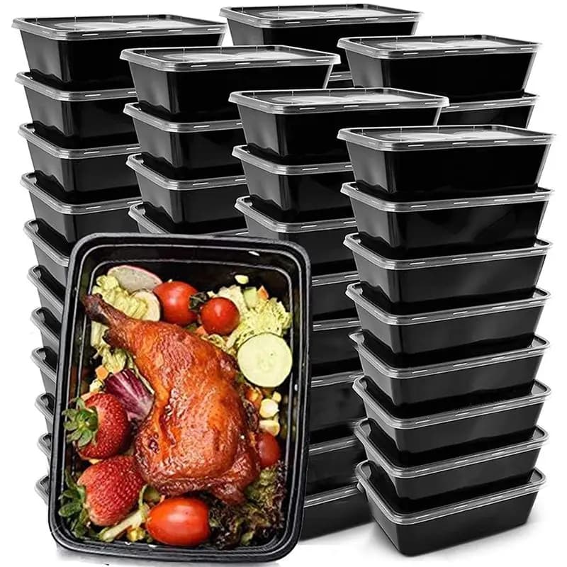 AD24 Confezione da 50 Contenitori per Pasti Riutilizzabili, Contenitori per Alimenti da Asporto, Scatole Bento in Plastica, Contenitori per Conservazione Alimenti, Lunch Box