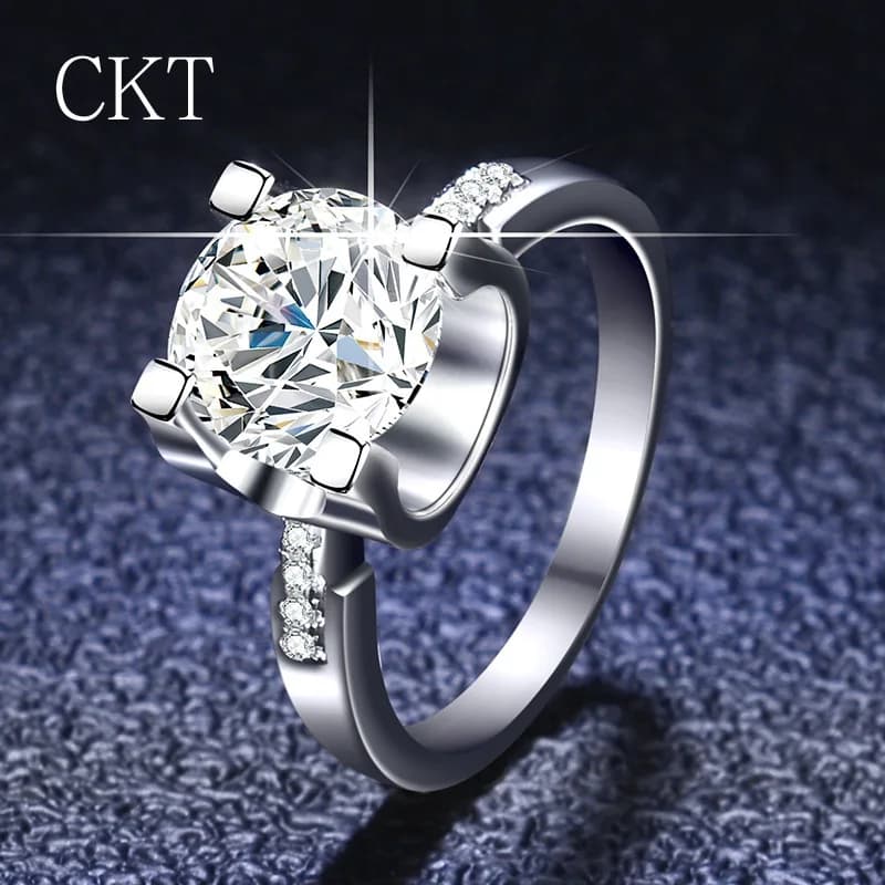 Platinum ring PT950 Ring with round cut diamond Moissanite from 0.5/1/2 ct for women Wedding promise Fine jewelry