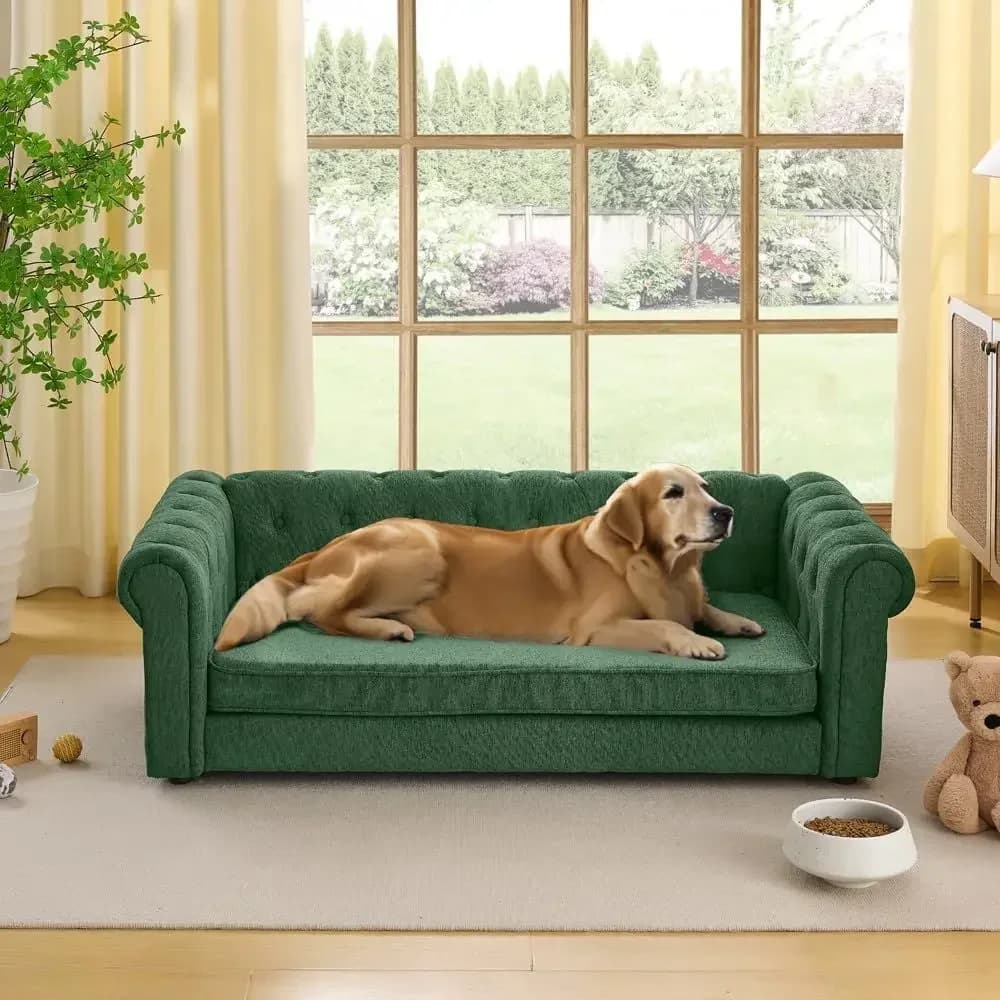 55 Memory Foam Pet Sofa for Medium to Large Dogs with Washable Cover and Removable Cushion, Green