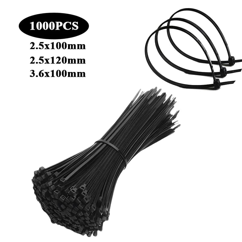 1000Pcs Nylon Cable Ties Self Locking Zip Ties Adjustable Wire Straps Fastening Loop for CNC 3D Printer Electrical Cable