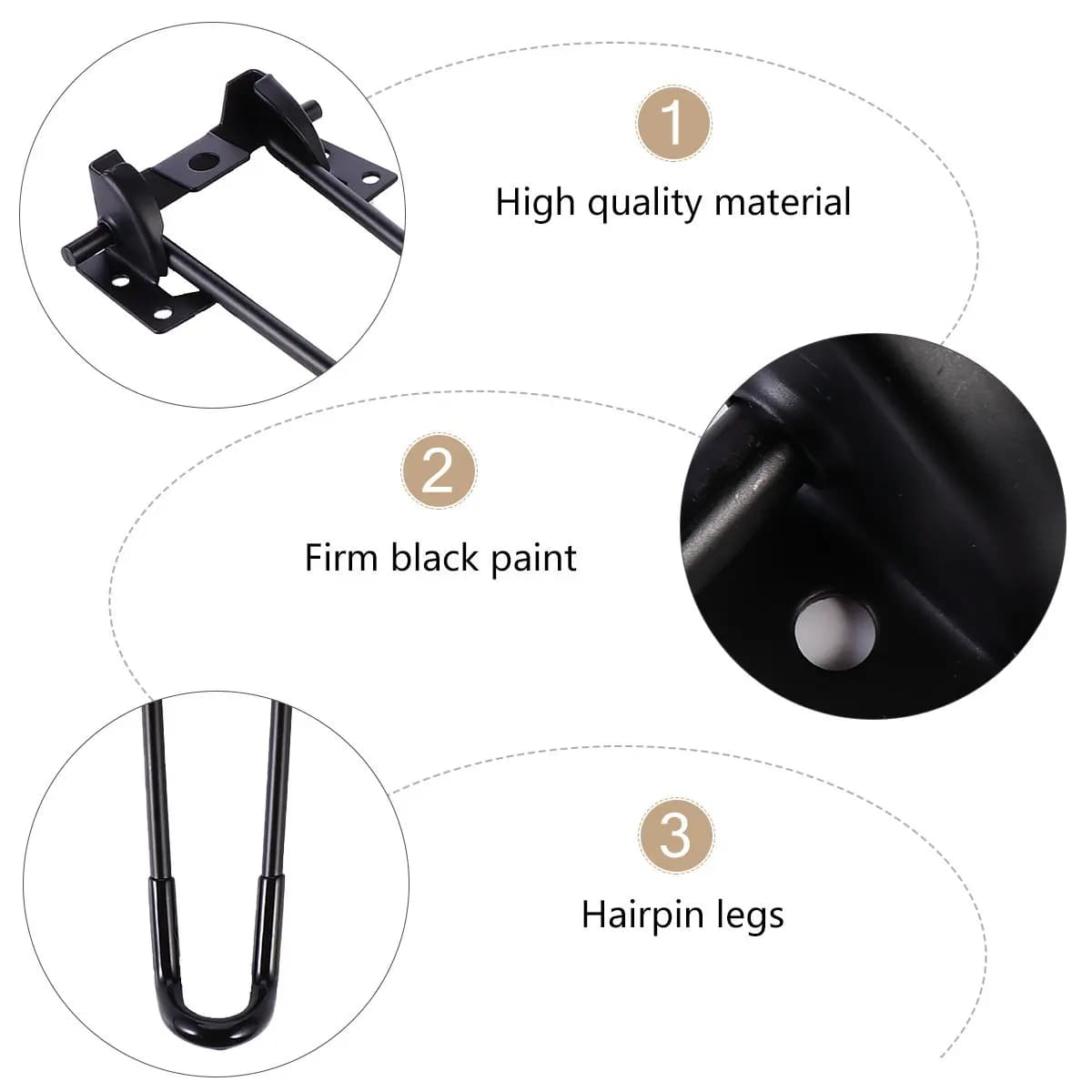 4Pcs Double Rod Hairpin Table Legs Industrial Grade Iron Mid Century Modern Vintage Furniture Legs for Coffee Table Desk Bench