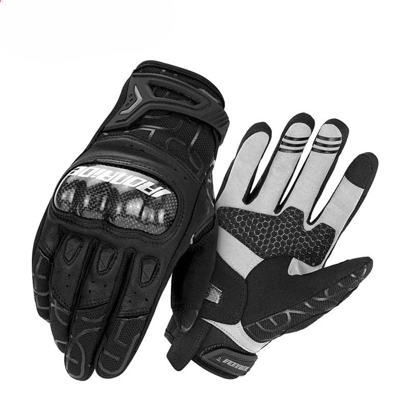 Guanti da Moto in Fibra di Carbonio Traspiranti Touch Screen Antiurto Resistenti all'Usura per Corse e Guida