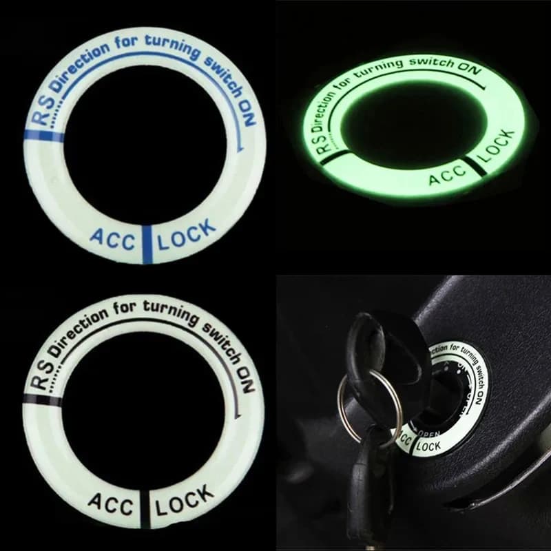 1/2/3/4pcs Night Vision Light Luminous Ignition Switch Sticker Glow Key Ring Hole Cover For Car Accessories Interior