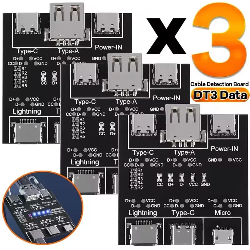 DT3 Type C USB C Data Cable Detector USB Tester for Apple IOS Android Quick Recharge Lighting