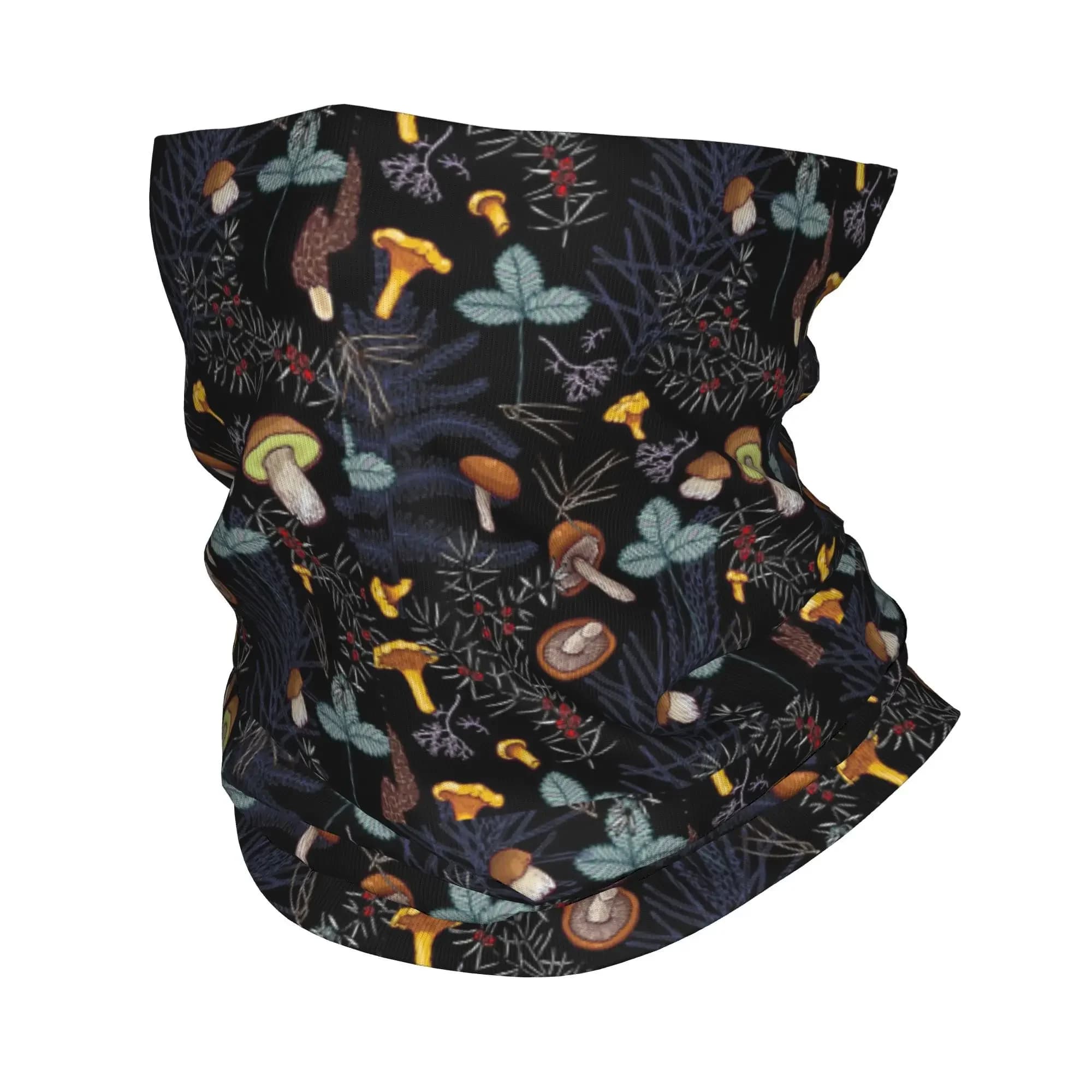 funghi della foresta selvatica scura Bandana Copricollo Sciarpa stampata per il viso Maschera multiuso Escursionismo Pesca Unisex Adulto per tutte le stagioni