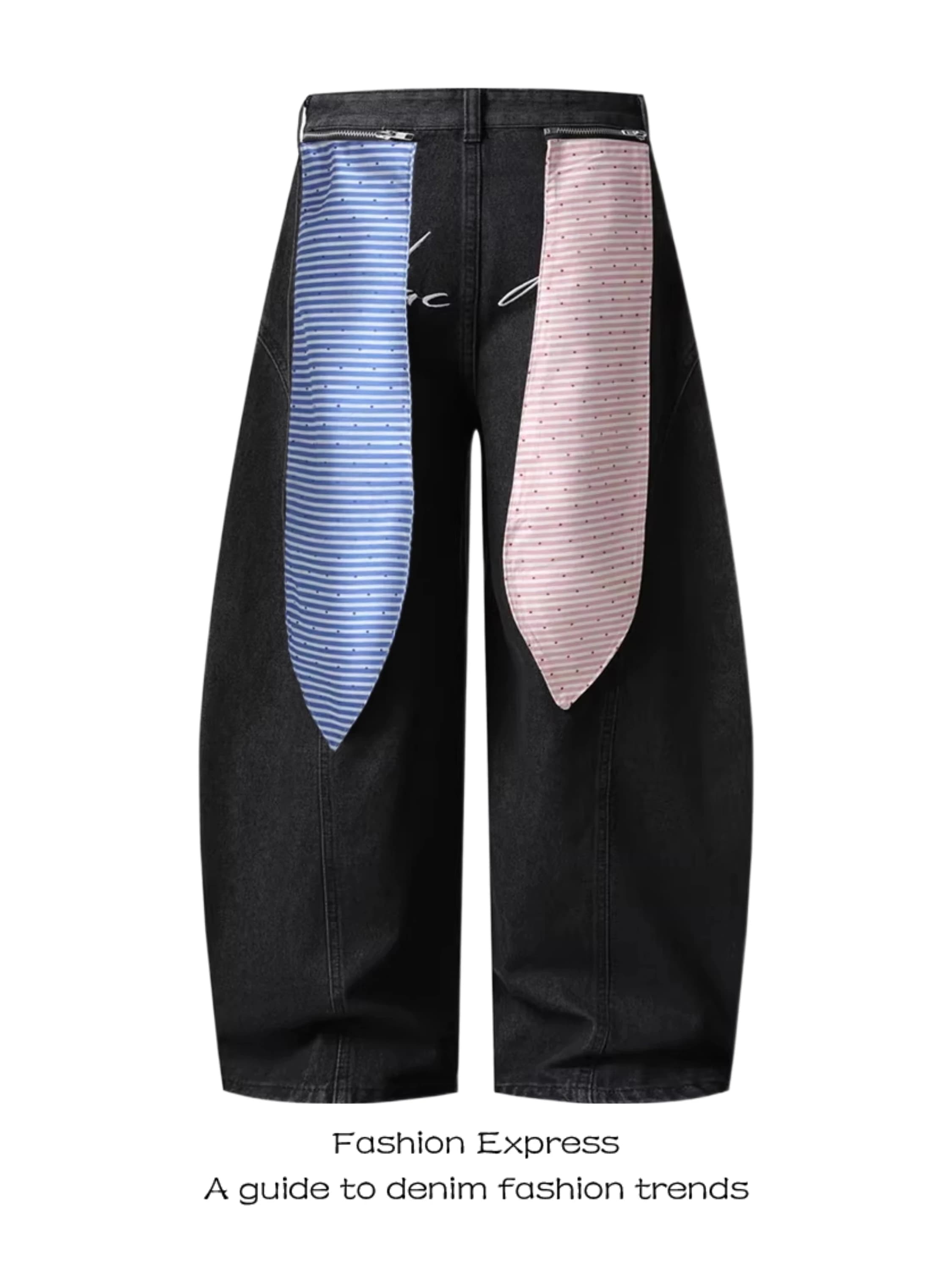 Loose Women's Jeans 2026 Spring New Style Blue Pink Rabbit Ear Wide Leg Slim Straight Casual Long Trousers Design Sense