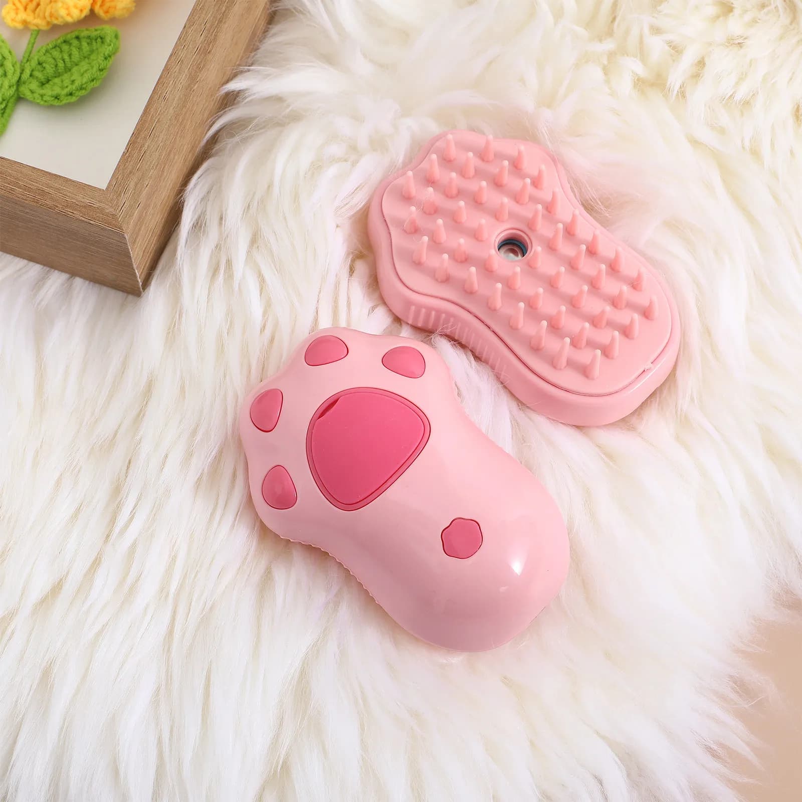 2Pcs Cat Steam Brush Soft Steam Comb Effective Grooming Tool Easy Use Gentle Pet Brush Hair Remover for Cats Dogs Shedding