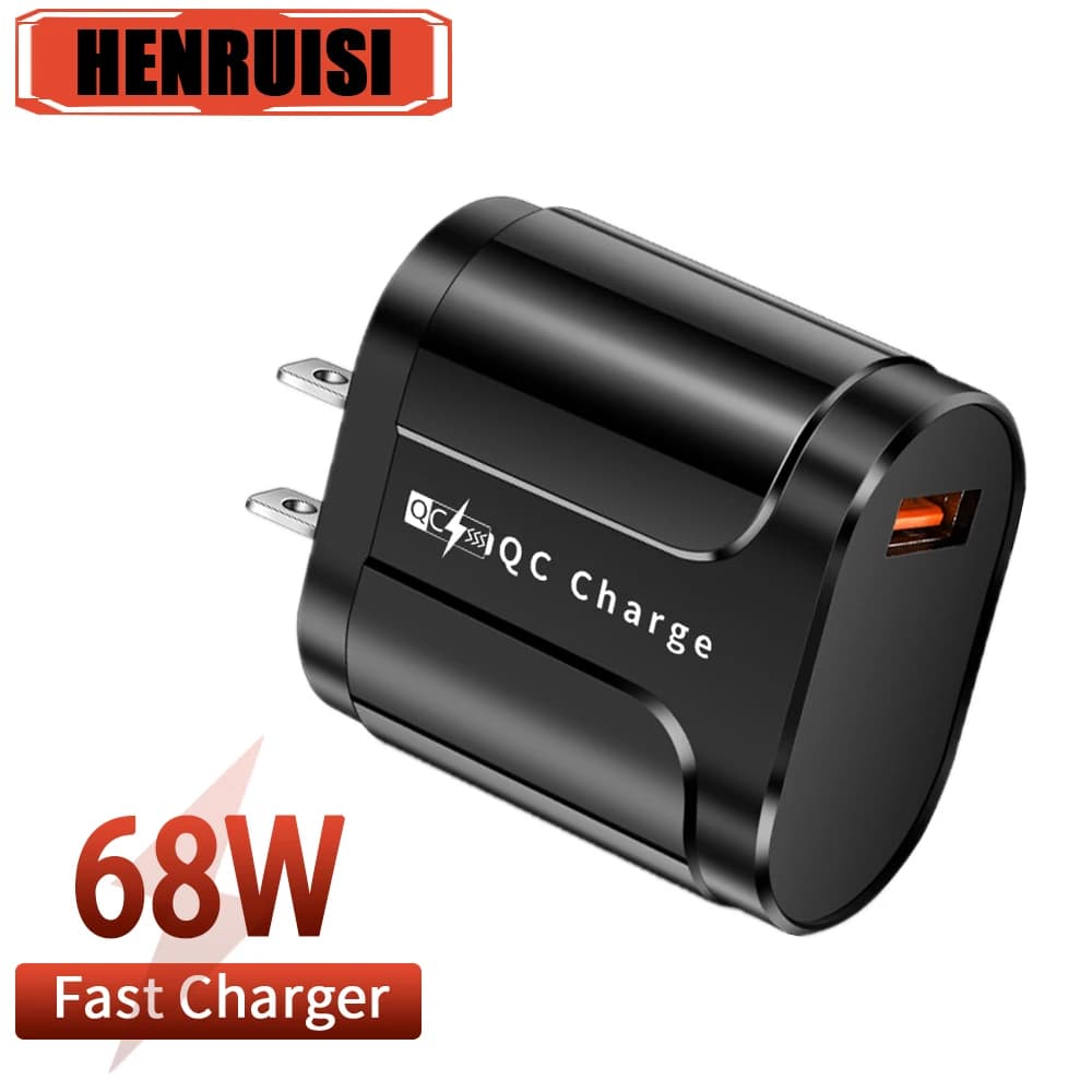 Caricatore USB da 68 W Ricarica rapida QC3.0 Spina UE/USA Adattatore di ricarica per telefono cellulare QC3.0 per iPhone 14 Pro Huawei P60 Samsung Xiaomi
