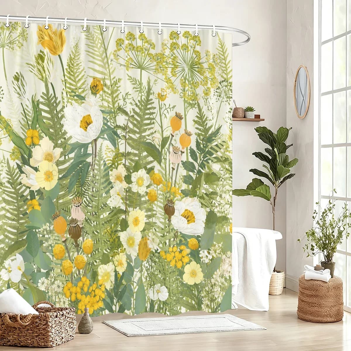 Vibrant Themed Polyester Bathtub Curtain - Artistic Printed Shower Curtain for Bathroom Decor, Stylish Bath Partition