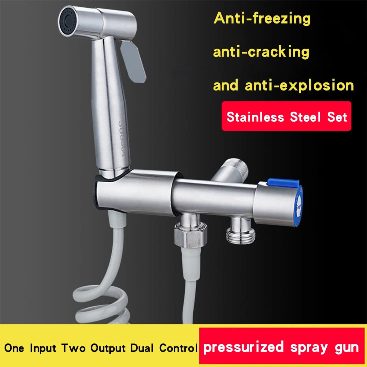 Spruzzatore Bidet Portatile per WC, Kit di Spruzzatura in Acciaio Inox per Pannolini Lavabili, Accessorio Bidet per Bagno S