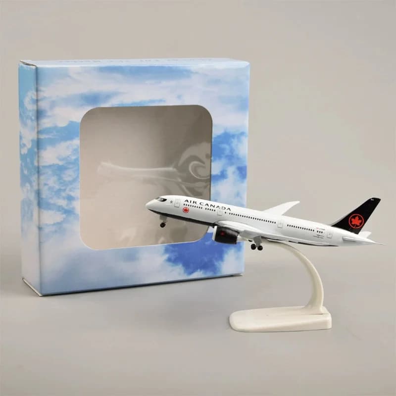 20 cm Aerei in scala metallica Air Canada Airlines B787 Airways Modello di aereo Giocattolo Diecast Aerei Kit di costruzione con ruote Collezione