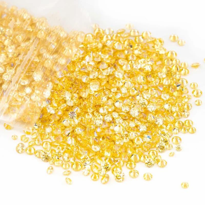 1-2.9mm/1ct Lemon Yellow Color VVS Moissanite Loose Stone Iced Bling Moissanite Diamond Bead Pass Tester for Diy Jewelry Ring
