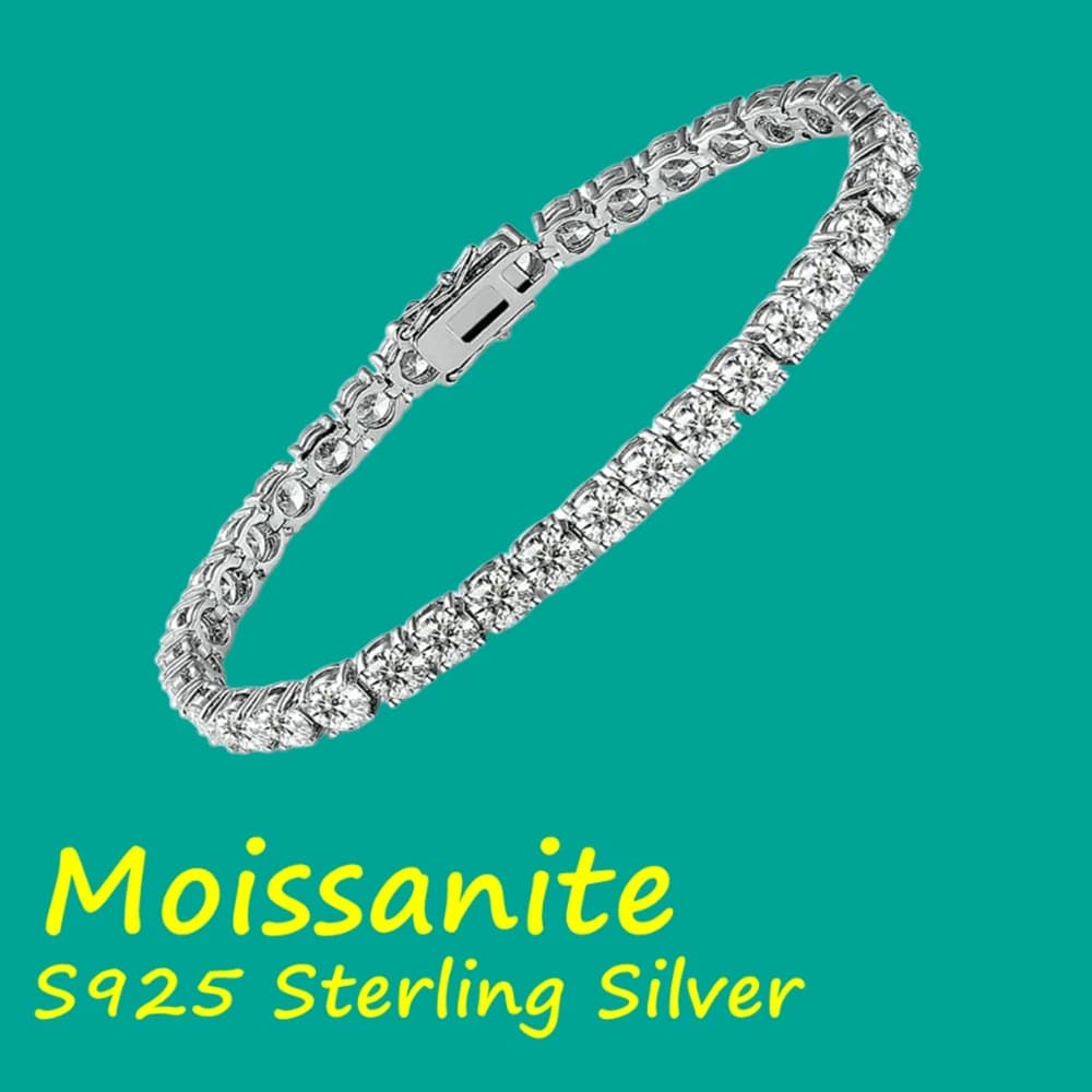 Bracciale Tennis in Moissanite 3/4/5/6.5mm a Prezzo di Fabbrica per Donna e Uomo, Argento Sterling S925 D VVS1 con Certificato GRA, Gioielli per Uso Quotidiano