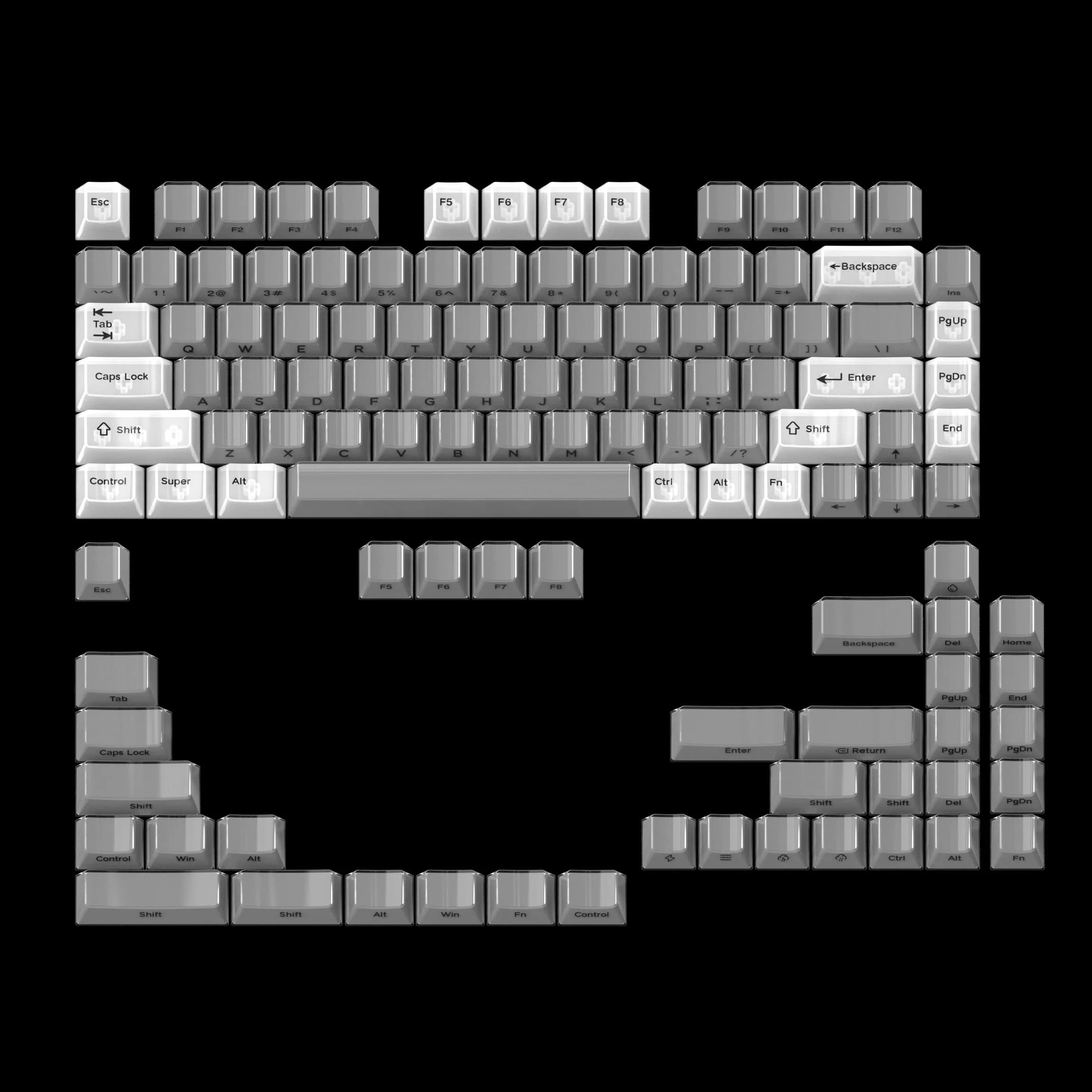 Covers in large leaf crystal jelly Cover with original Cherry profile for PC 119 custom keys
