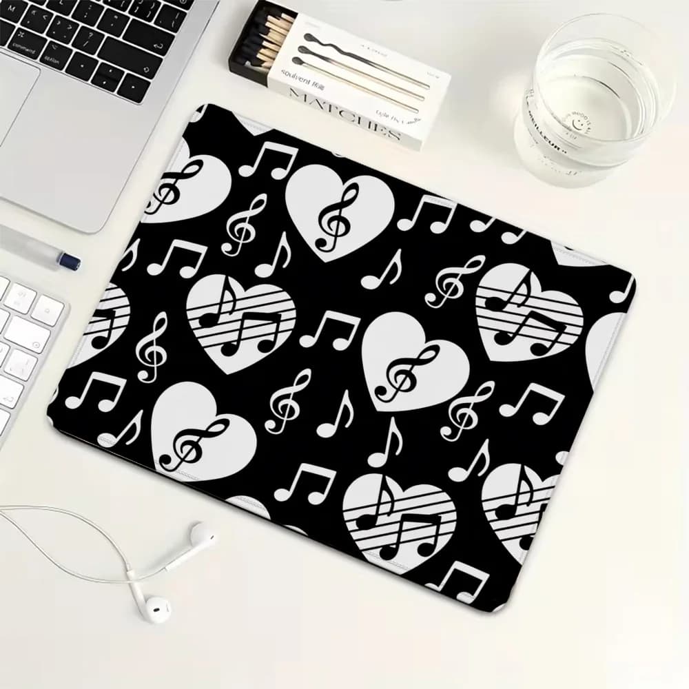 Tappetino per mouse piccolo con nota musicale a forma di cuore, tappetino per mouse da gioco in gomma, tappetino per tastiera meccanica, accessori per giochi per PC, tappetino per scrivania del computer