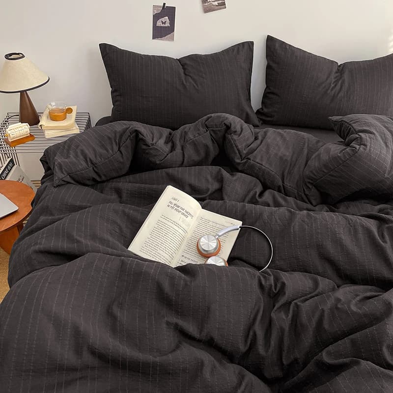 Set di Biancheria da Letto a Righe Nere, Set di Lenzuola Multicolore, Misura Singola/Queen, Set di Biancheria da Letto Morbida in Tinta Unita