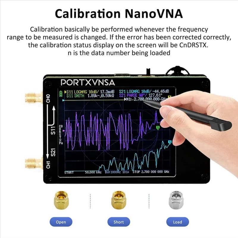 ELECT-Nanovna Plus Versione aggiornata Analizzatore di rete vettoriale 50Khz- 2.7Ghz MF VHF UHF con scheda SD 32G per test di antenne