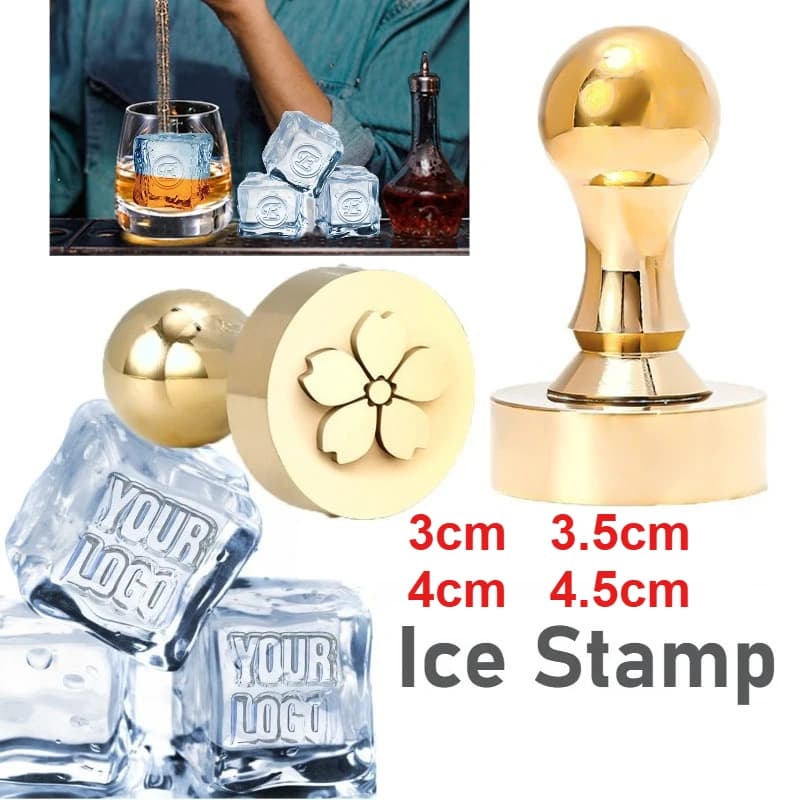 Timbro per cubetti di ghiaccio personalizzato rotondo diametro 3 cm-4,5 cm Timbri per ghiaccio personalizzati per cocktail Stampo per cubetti di ghiaccio di whisky Regali per mixologo
