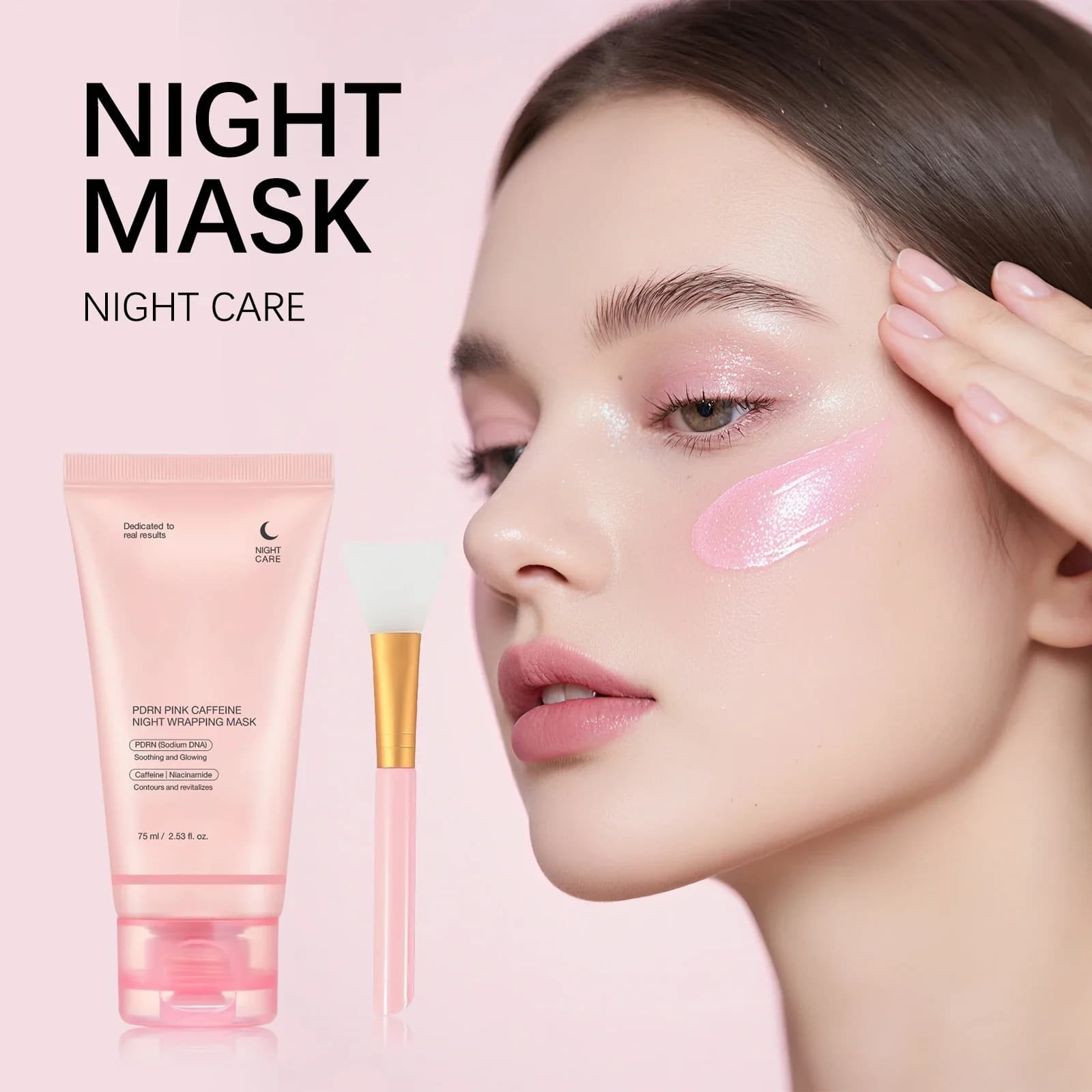 PDRN Maschera avvolgente notturna con caffeina rosa Collagene idrolizzato Maschera peel-off per il viso notturna Idratante Rassodante Cura idratante