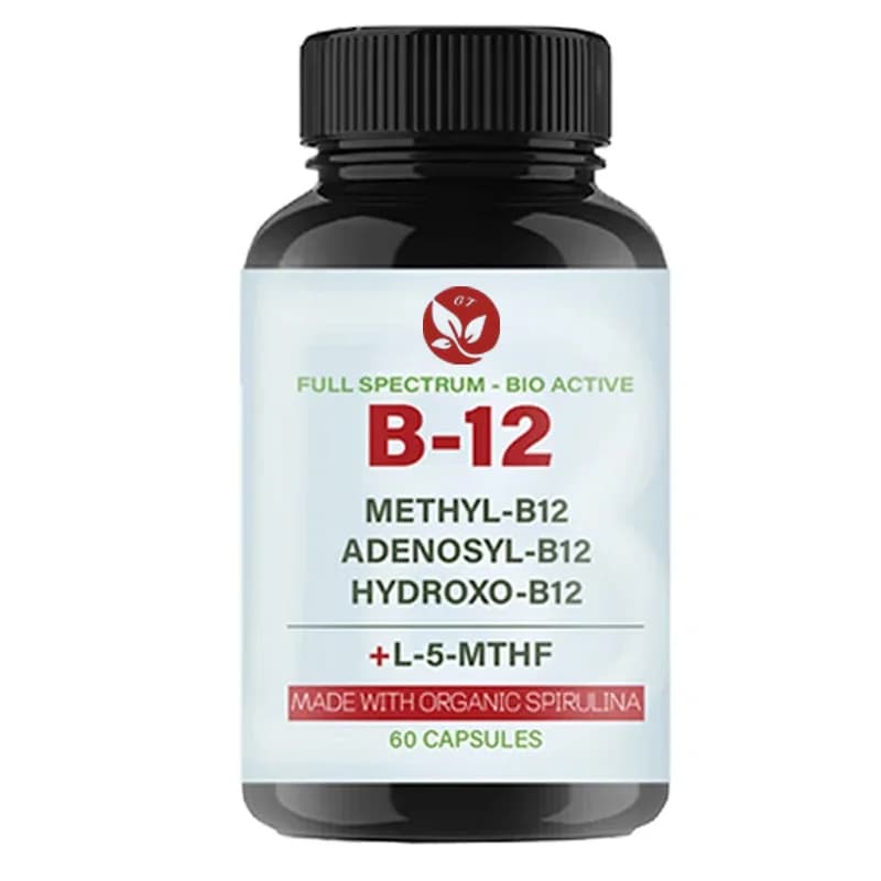 Complesso di vitamina B12 da 1000 Mcg contenente metilcobalalamina, adenosina cialamina e idroxyb12 realizzato in spirulina biologica