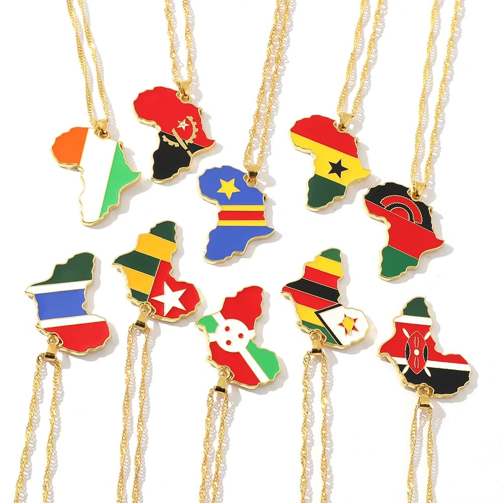 Trendy Creative World Maps Necklace Africa Pendant Jewelry Accessory for Women Men Unique Personality Gift