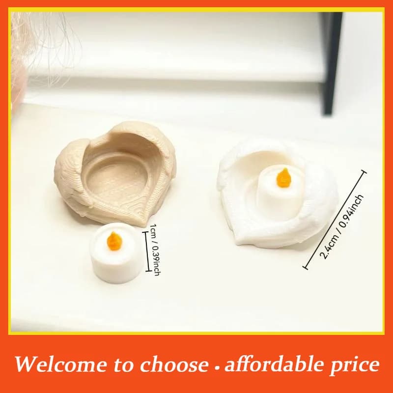TH 2Pcs 1:12 Dollhouse Mini Retro Candle Miniature Tray Set Playhouse Toys Home Ornament Christmas Scene Decoration