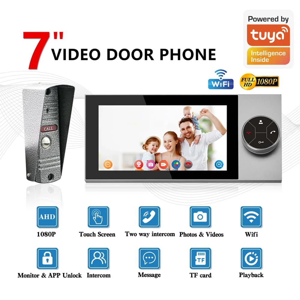 Campanello per porta Tuya Wifi telecamera videocamera campanello schermo a colori citofono domestico per casa versione notturna videocitofono anello IP Villa