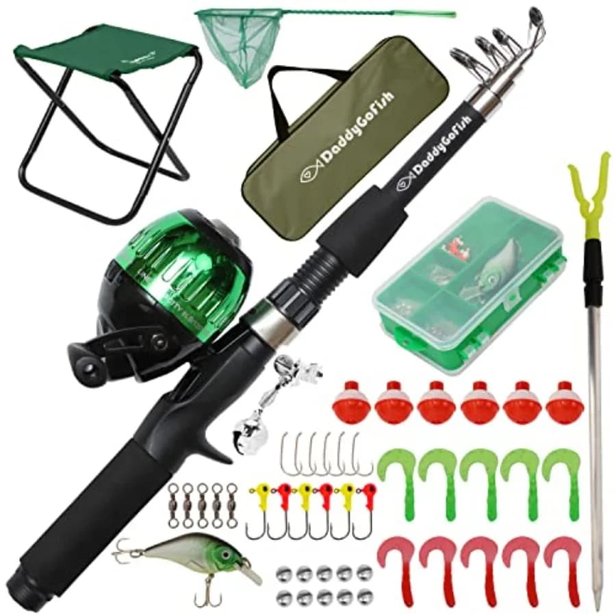 Set Complete Fishing rod, reel and box Equipment for Beginners, Children, Boys, Young and Fishermen Junior - Blue L