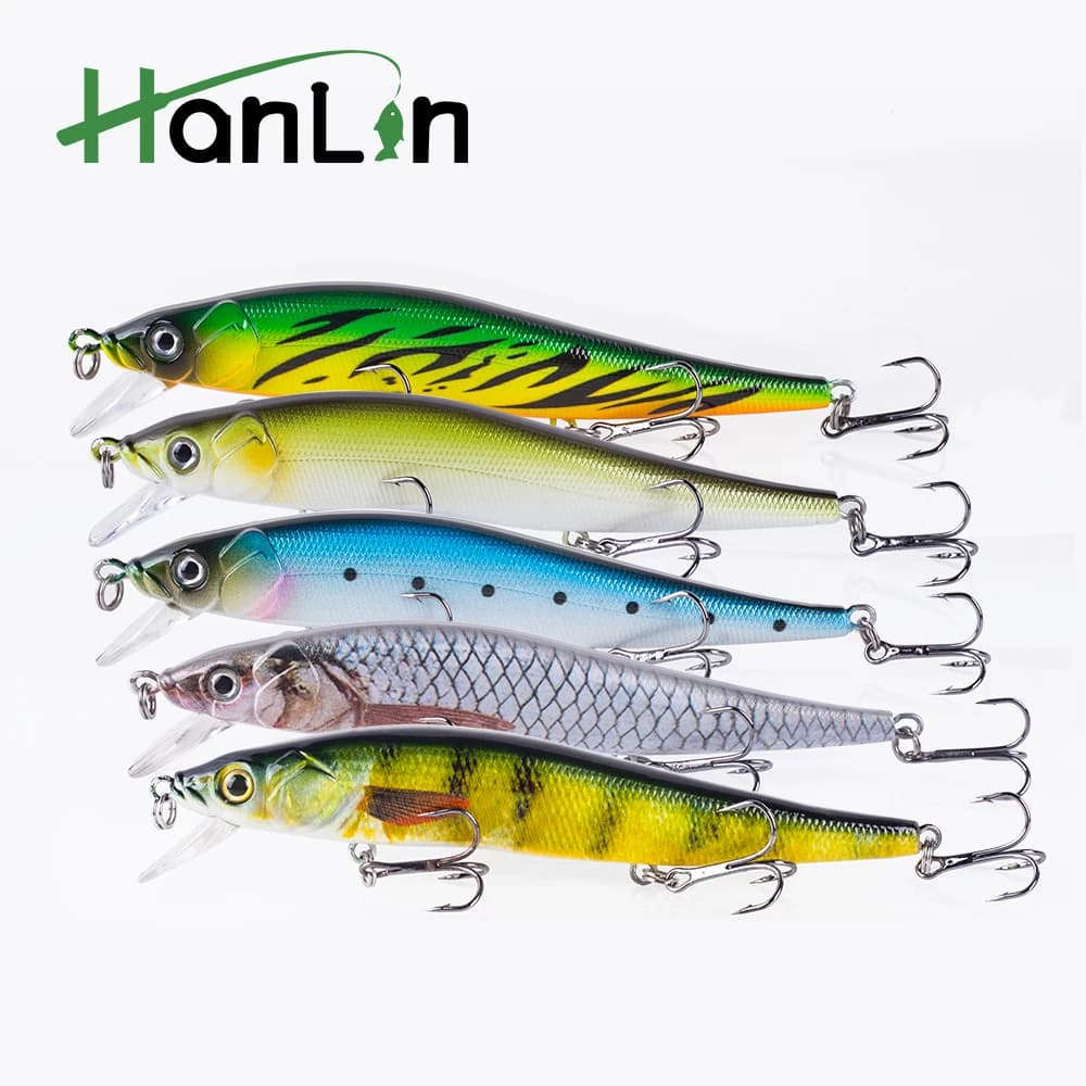 Hanlin 12 cm/4.72 pollici 13.5g Matita Esca Artificiale Shallow Diver Swimbaits Minnow Corpo in plastica dura Richiamo di pesca Luccio Bass Tackle