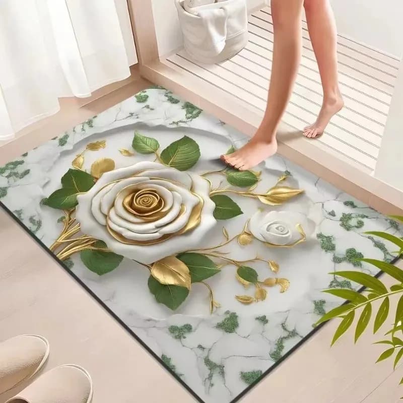 VIKAMA European Luxury Floral Doormat Extra Thick Non-slip for Entrance Home Decor