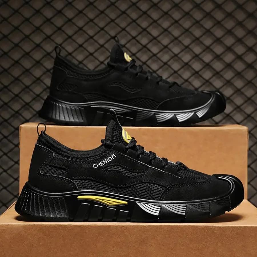 Scarpe Casual da Uomo 2025 in Mesh Traspirante, Nuova Moda Primaverile, Versatili per Lavoro Edile, Chiusura con Cerniera, Tomaia in EVA