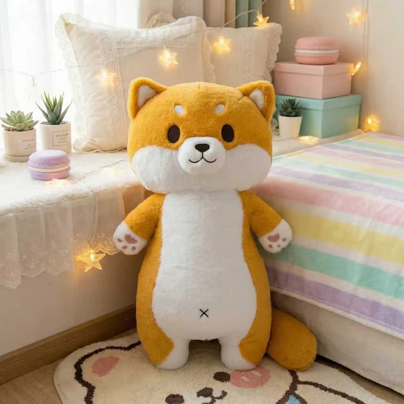 Peluche Anime Shiba Inu, Cane di Peluche Morbido e Imbottito, Cucciolo in Piedi, Regalo, Cuscino Decorativo a Forma di Cane, Cuscino per il Sonno, Regalo di Compleanno