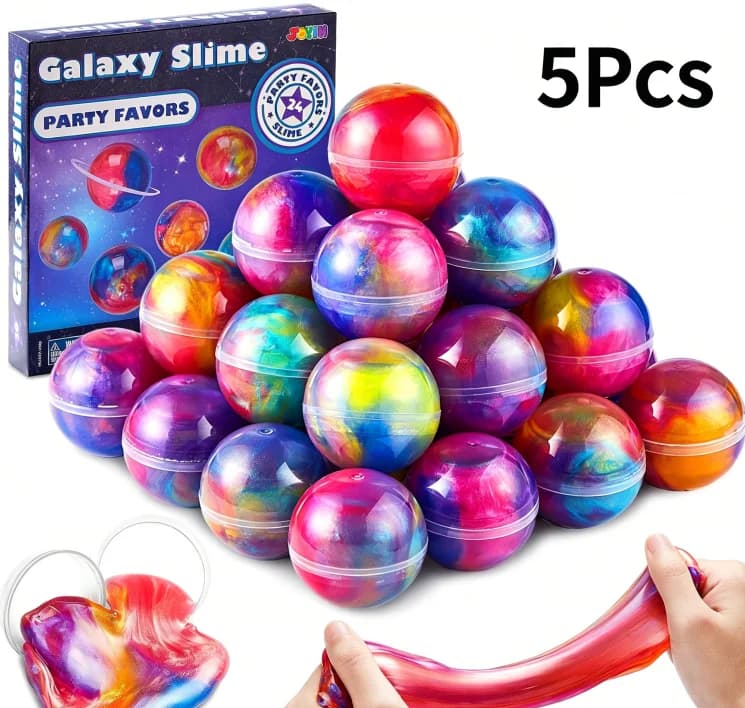 5Pcs 38mm Galaxy Pearlescent Slime Egg Twist Capsule Balls, Crystal Slime Squeeze Pinch Toy, Stress Relief Decompression Fidget Toy