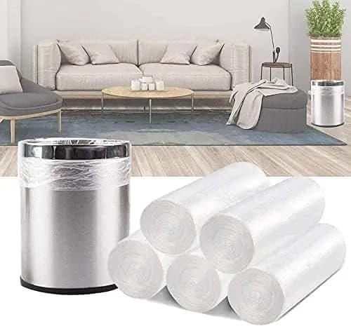 4 Gallon Trash Bags - 100 Small Clear Waste Basket Liners for Bathroom Office