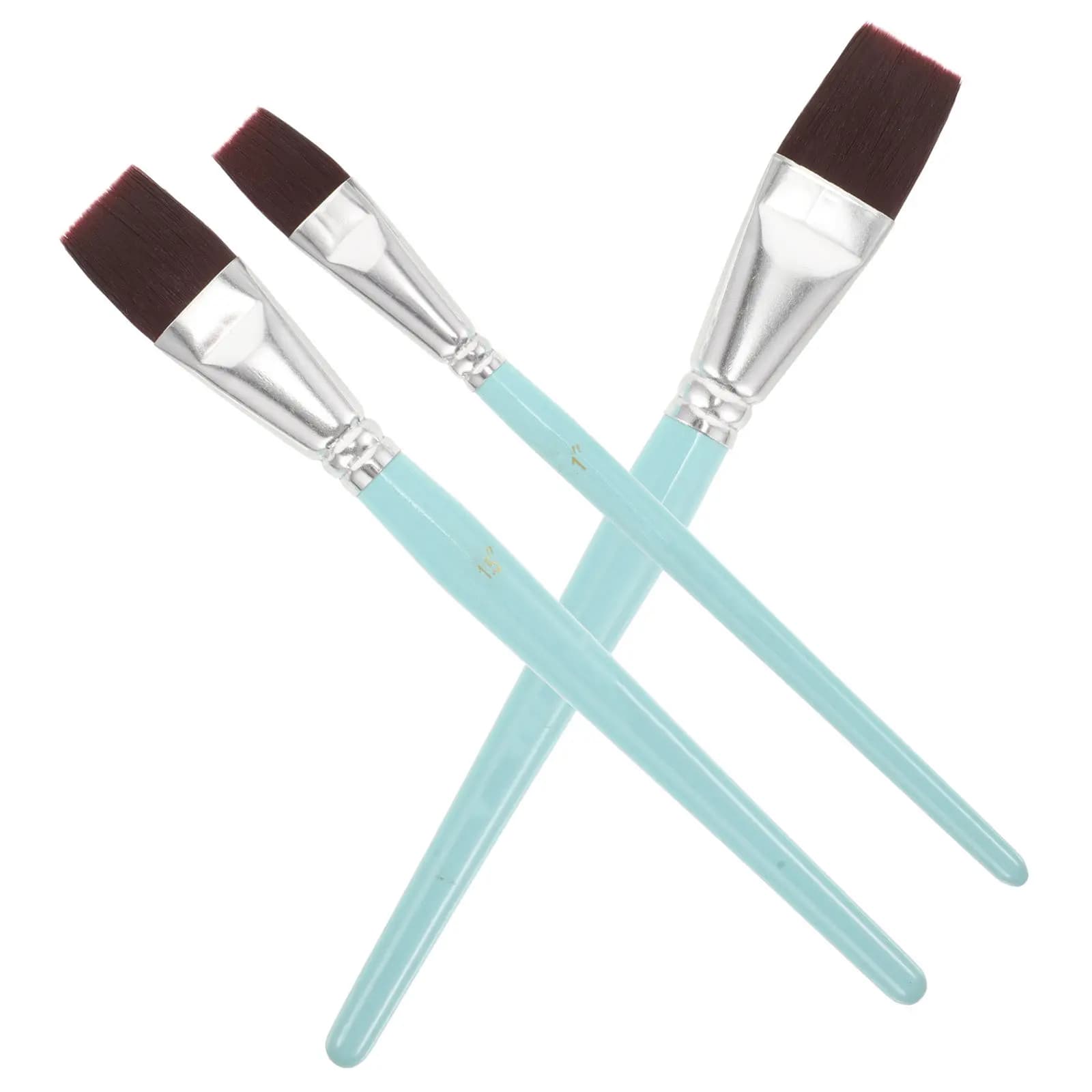 1Set Oil Painting Brush Kit Wood Handle Nylon Bristle Multi-Function Ergonomic Paint Brush Portable Drawing Supplies for Acrylic