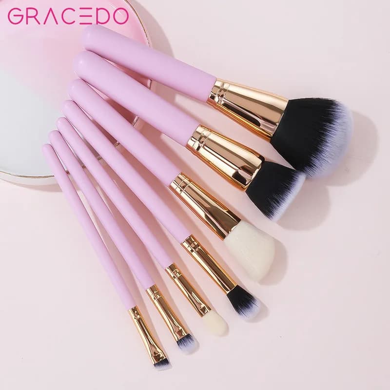 Set of 7-piece pink makeup brushes, a complete set of makeup tools for makeup makeup, wholesale of makeup brushes with animal hair