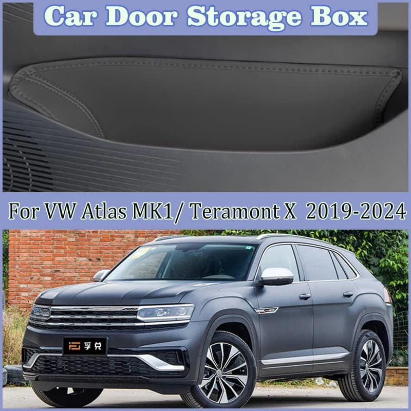 Scatola di immagazzinaggio per slot per porta automatica per Volkswagen VW Atlas Accessori MK1 Teramont X 2019-2024 Coperture di stoccaggio Interni Stivaggio Riordino